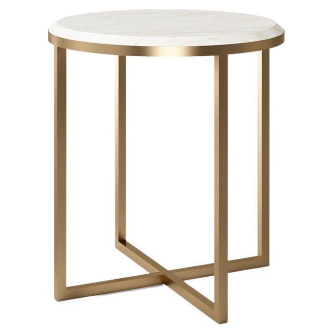 Modern Round Metal and Marble Side Table, Hope Royal For Sale