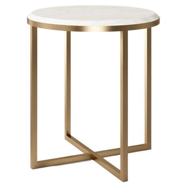 Round Carrera Marble Side Table in White at 1stDibs | marble cylinder ...