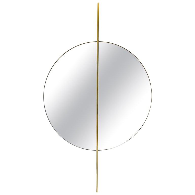 Modern Round Decorative Mirror by Nobe Italia Golden Finish For Sale at