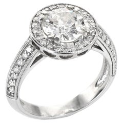 Modern Round Natural Diamond Gold Halo Engagement Ring