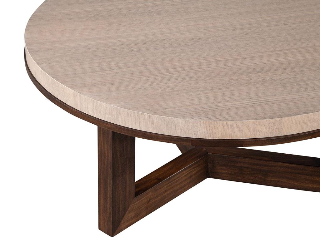 Modern Round Oak and Walnut Coffee Table In New Condition For Sale In North York, ON