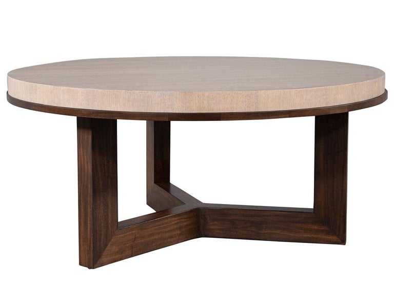 Modern Round Oak And Walnut Coffee Table For Sale At 1stdibs
