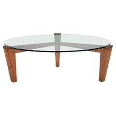 Mesa de centro moderna redonda de roble con detalles metálicos by Ellen Degeneres Mesa Salina
