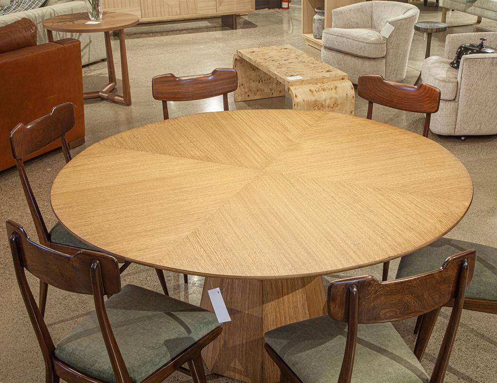 Modern Round Oak Dining Table For Sale 6
