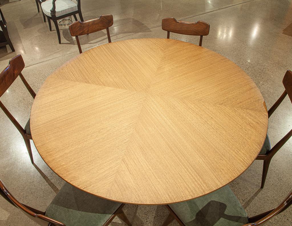 Modern Round Oak Dining Table For Sale 8