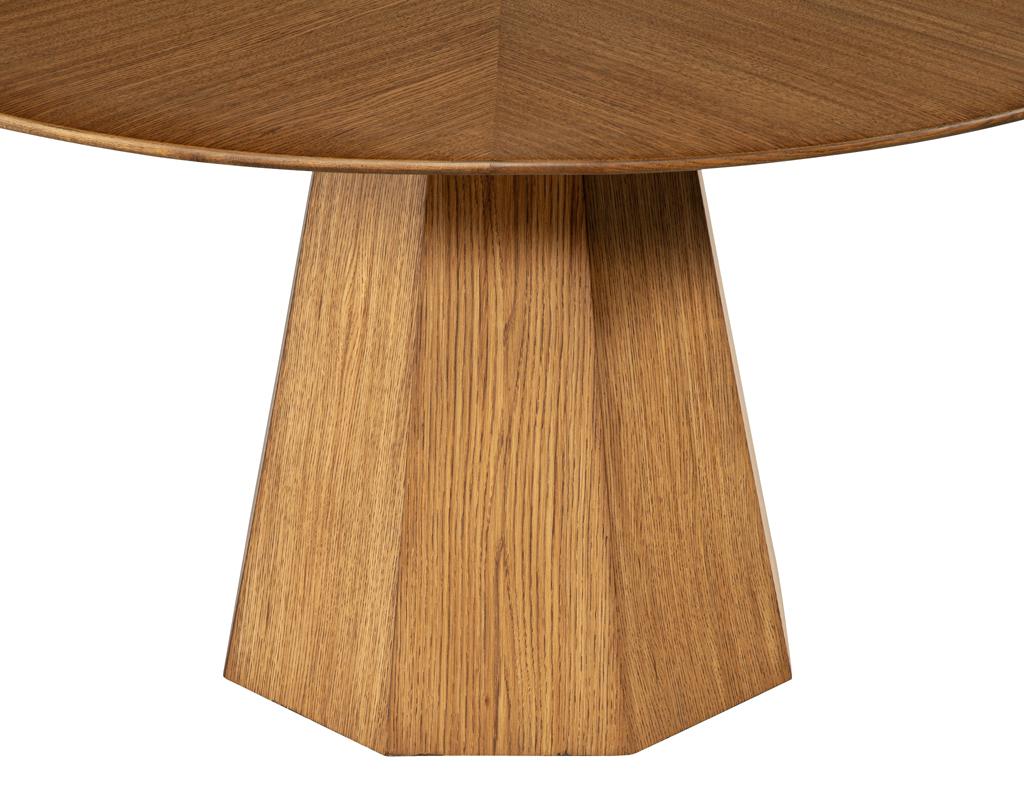 Contemporary Modern Round Oak Dining Table For Sale