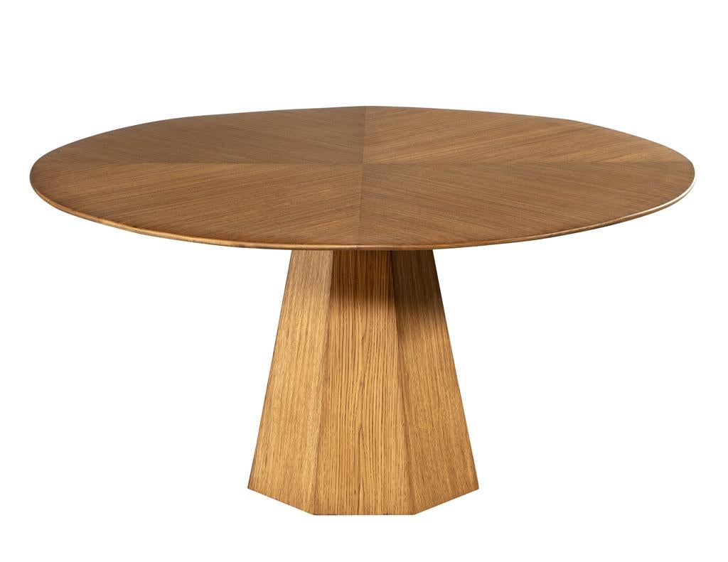 Modern Round Oak Dining Table For Sale 2