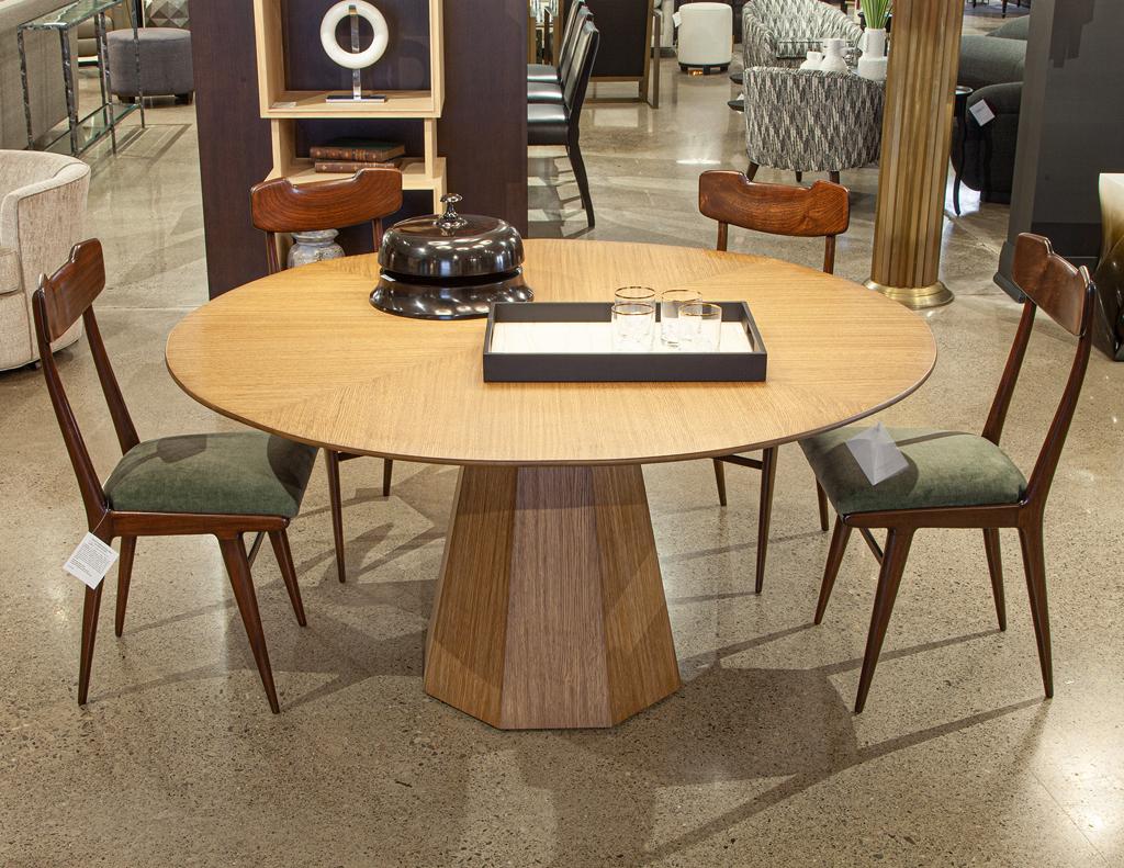 Modern Round Oak Dining Table For Sale 4