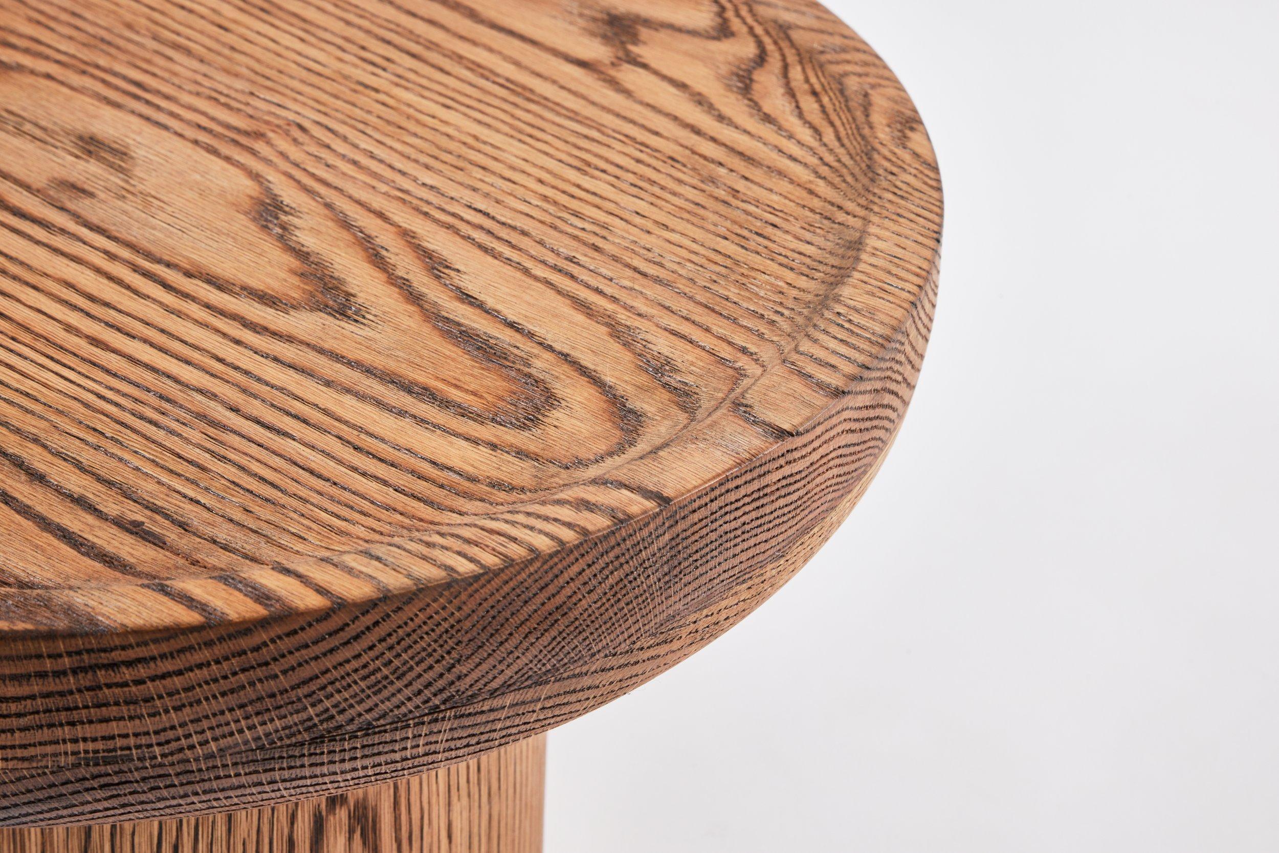 Wood Findley Modern Round Oak Side Table in Tanned Oak Finish by Martin & Brockett For Sale