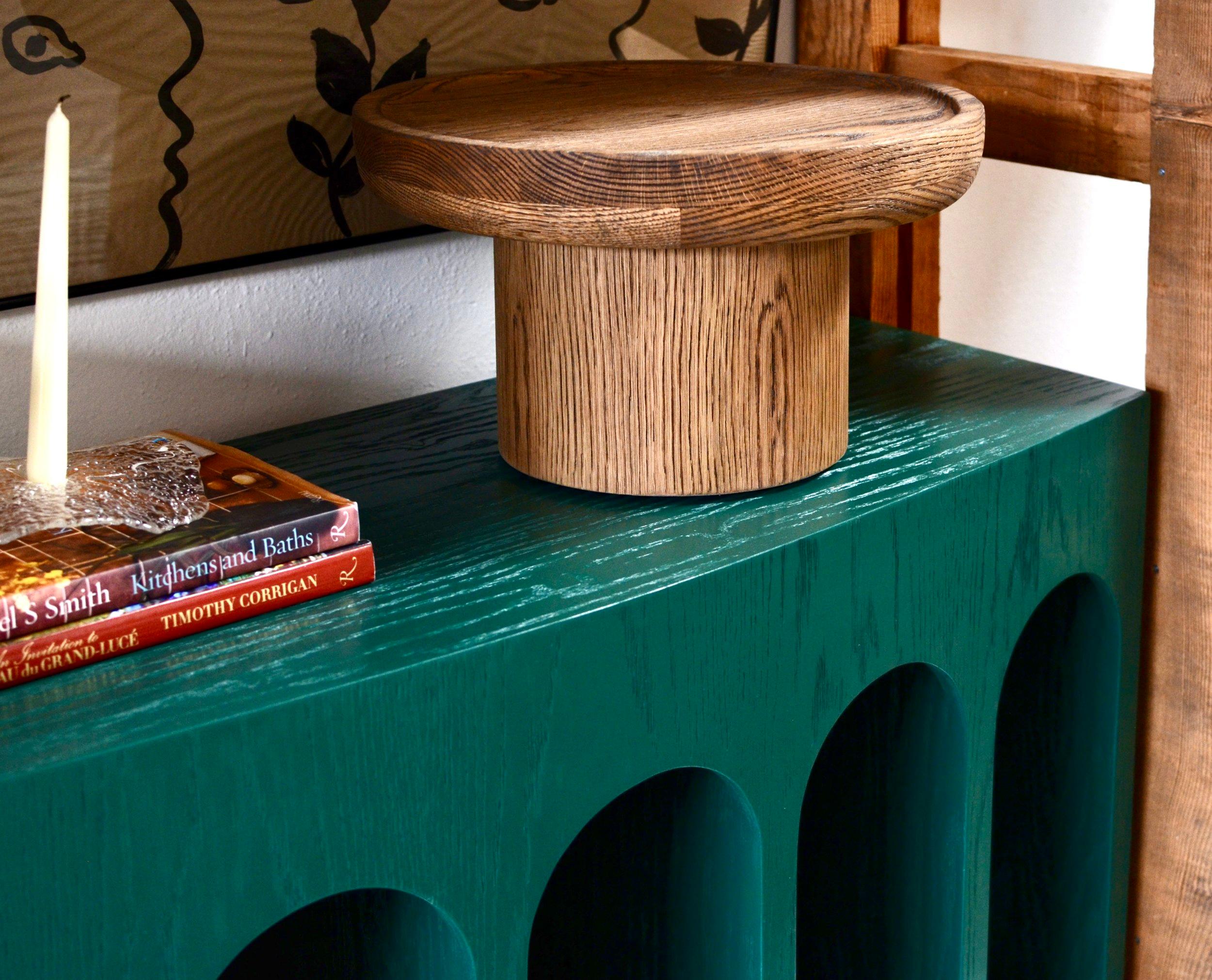 Findley Modern Round Oak Side Table in Tanned Oak Finish by Martin & Brockett For Sale 1