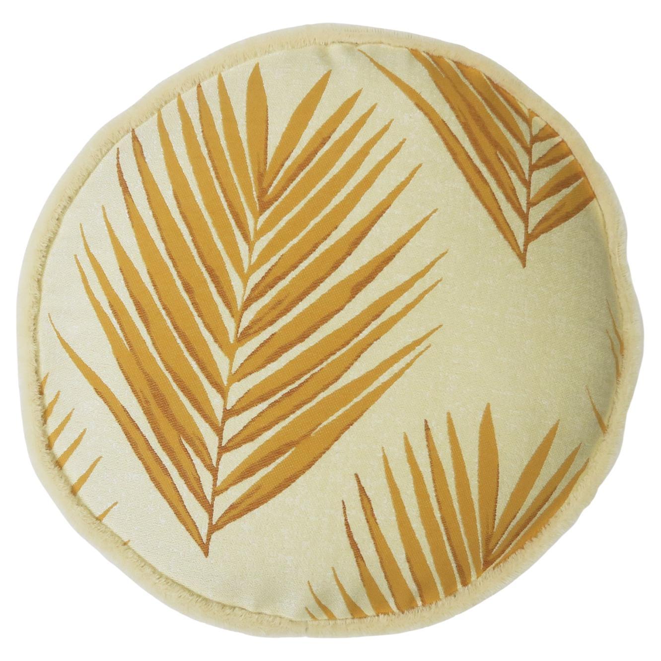 Modern Round Patterned Throw Pillow Yellow "Bamboo" by Evolution21