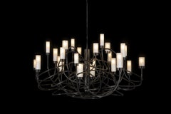 Lustre moderne à suspension ronde, finition noire brillante, Collection Salsa