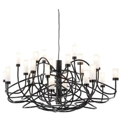 Lampadario a sospensione rotondo moderno, finitura nera lucida, Collection'Salsa