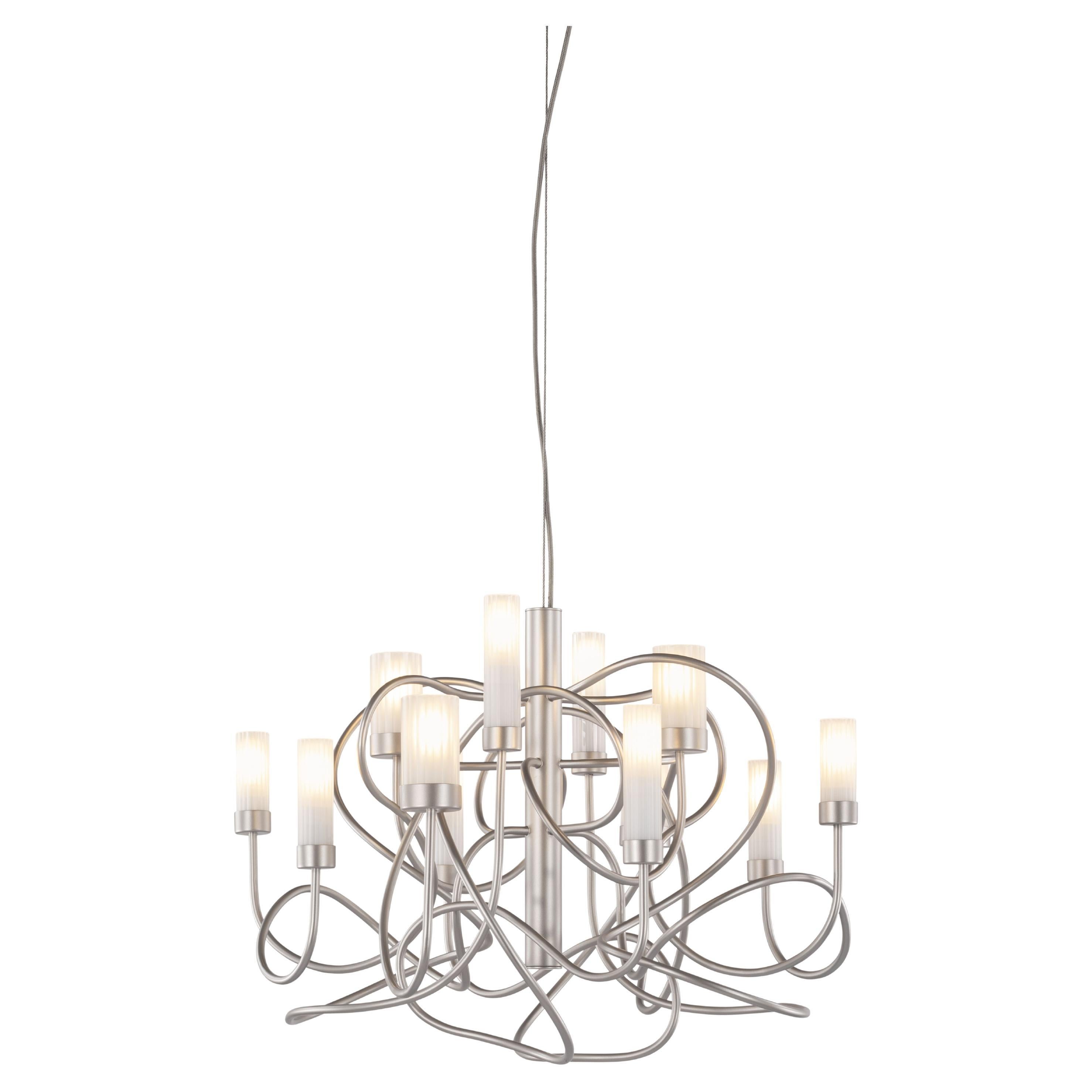 Moderner runder Pendelleuchter, satiniertes Silber, Collection'S Salsa