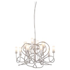 Moderner runder Pendelleuchter, satiniertes Silber, Collection'S Salsa