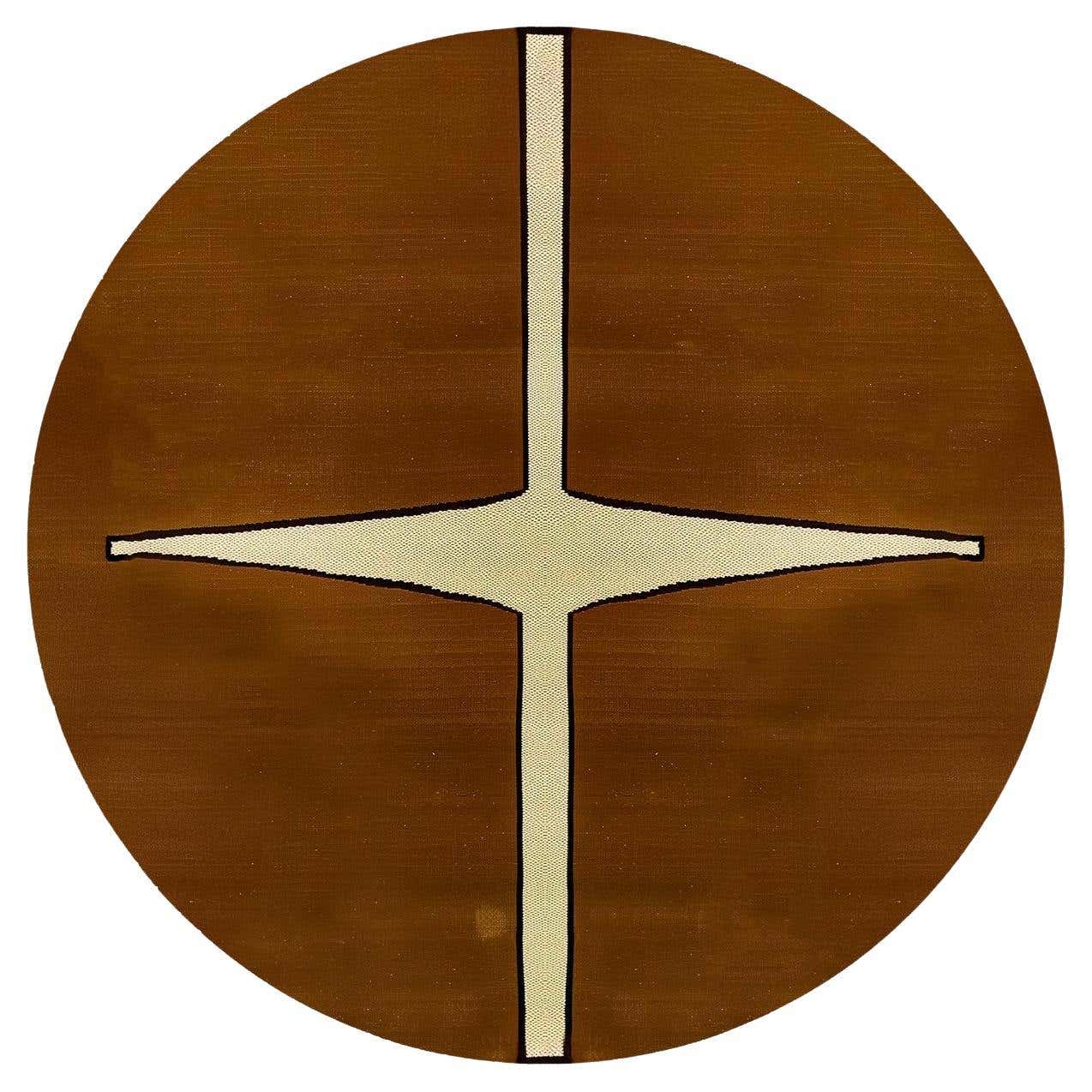 Modern Round Rug Geometric Organic Pattern Brown, Dark Red, Black and ...