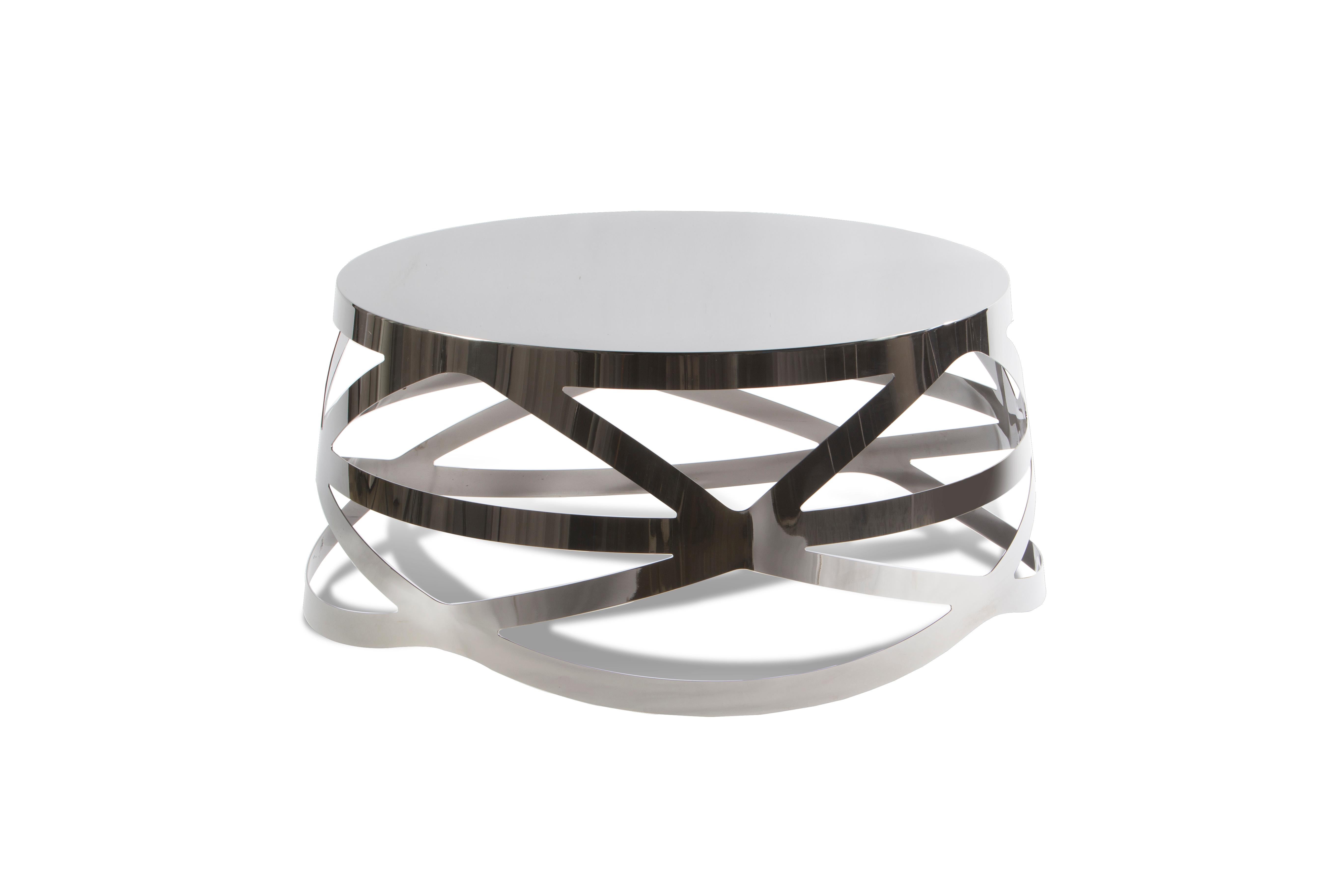 Contemporary Modern Round Crown Coffee Table For Sale