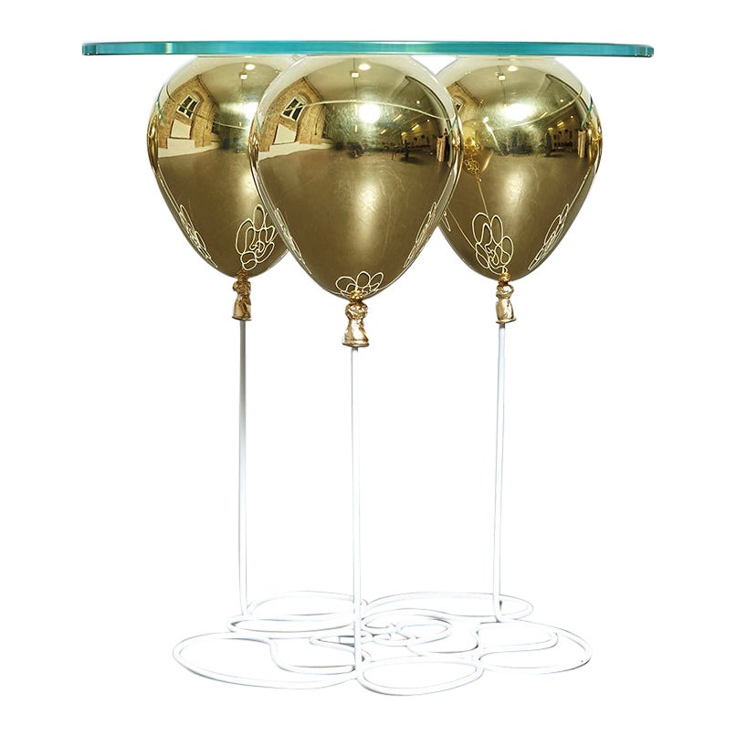 Modern Round Side Table in Gold Finish