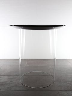 Modern Round Side Table with Glass and Black Finish