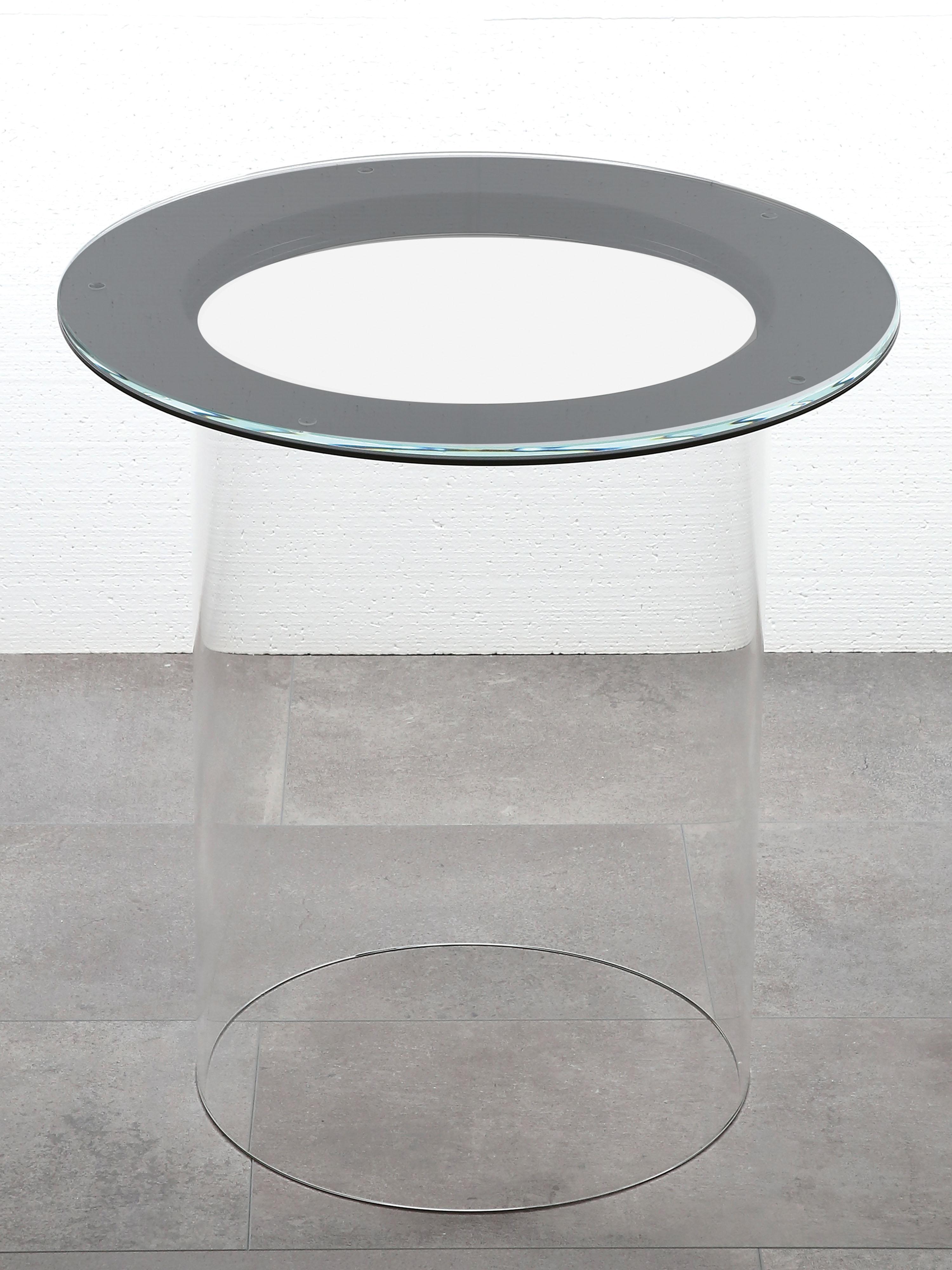 German Modern Round Side Table with Glass and Black Finish For Sale