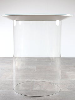 Modern Round Side Table with Glass and White Finish