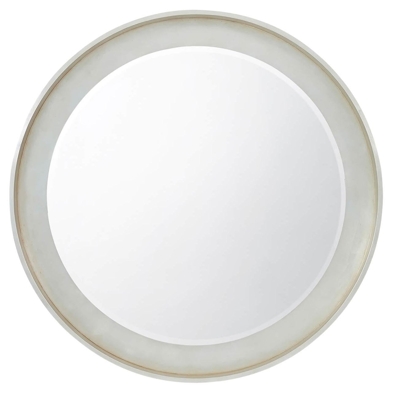 Miroir rond moderne à feuilles d'argent en vente