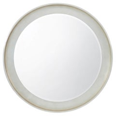 Miroir rond moderne à feuilles d'argent