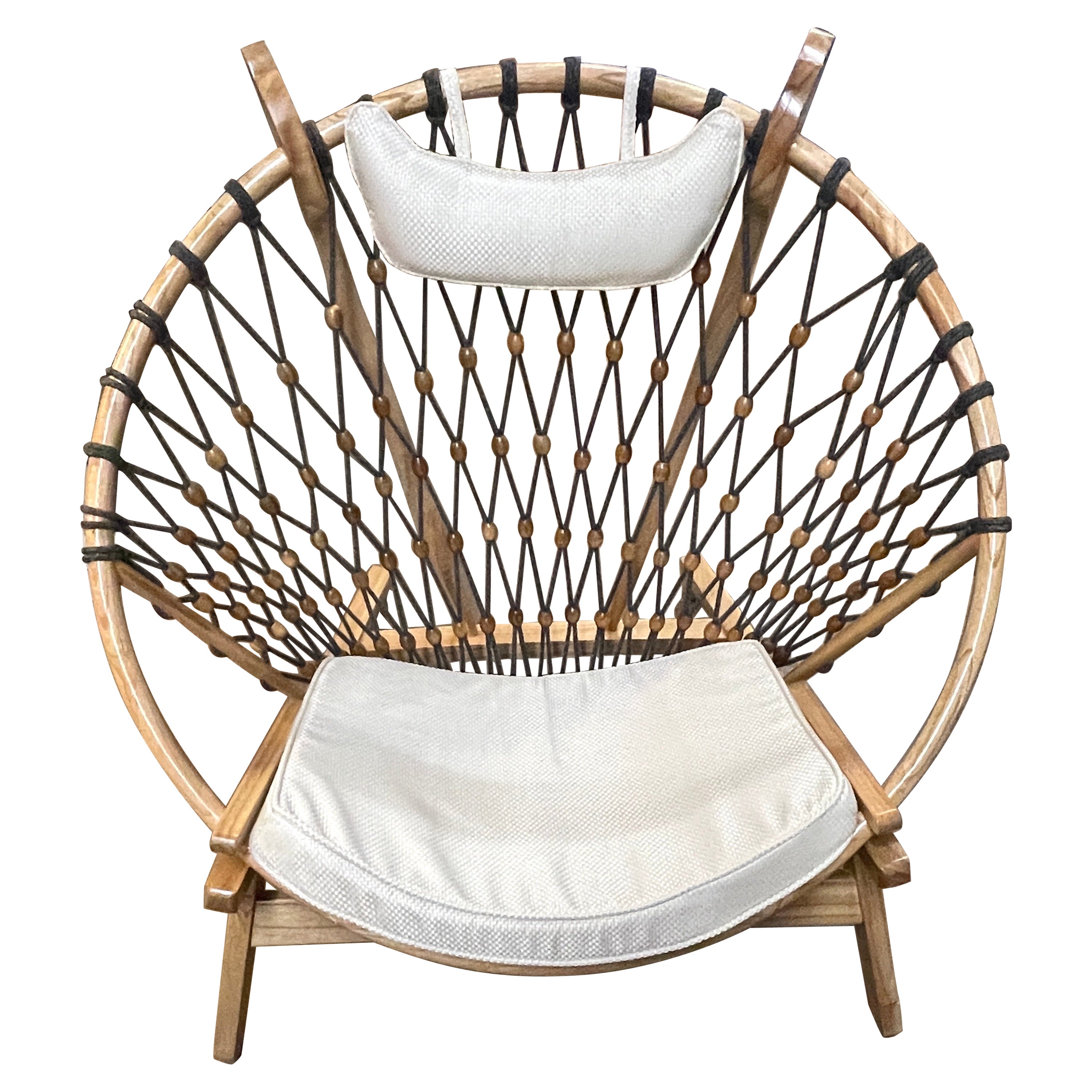 Modernity Round 
Snowshoe
 Wood 
Woven Rope Lounge Chair, Second Available