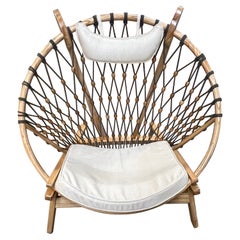 Sedia da salotto moderna rotonda 'Snowshoe' in Wood e corda intrecciata, seconda disponibile
