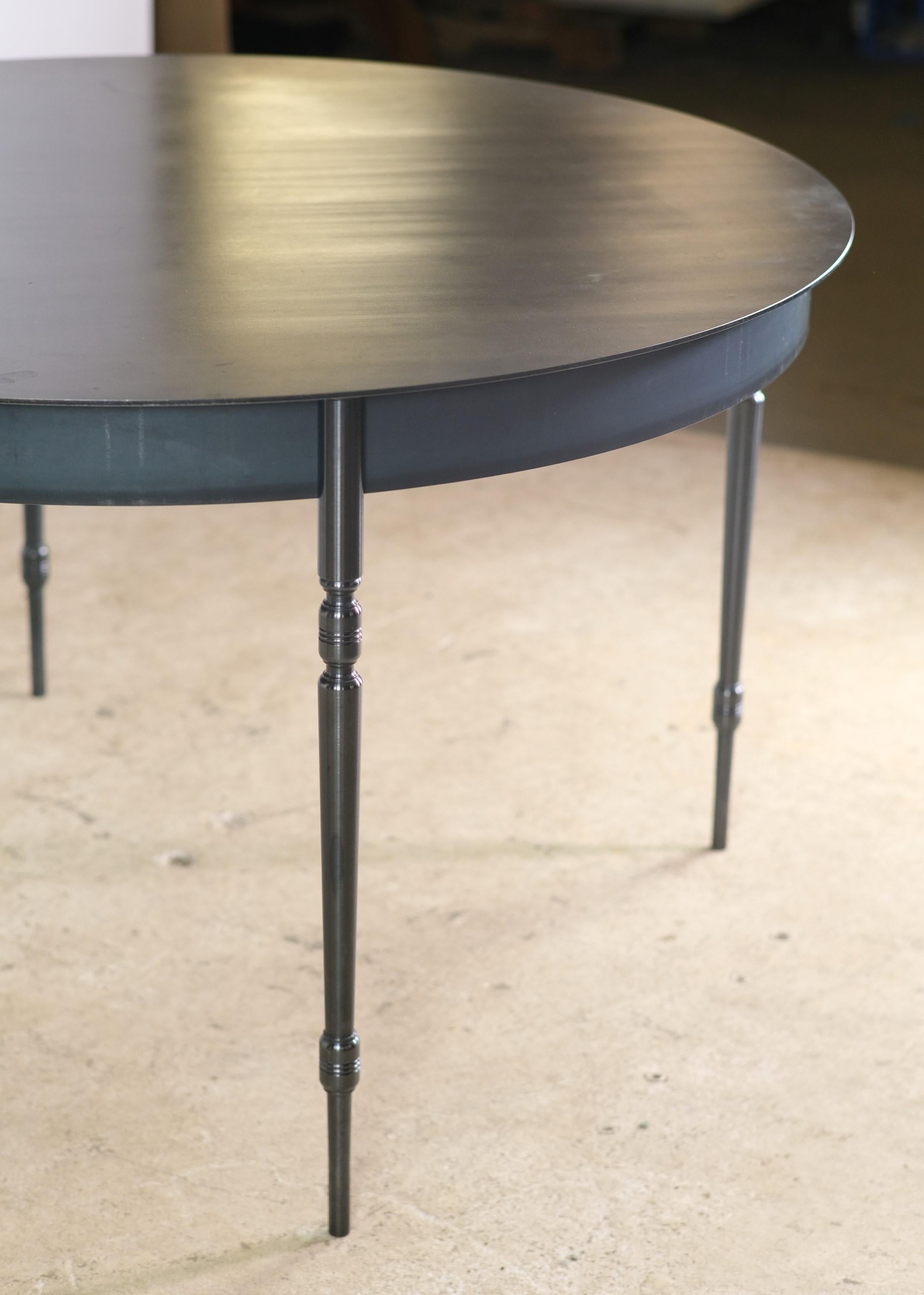 Modern Round Steel Dining Table by Gregor Jenkin Studio 2