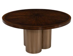 Modern Round Sunburst Dining Table in High Gloss Polished Finish