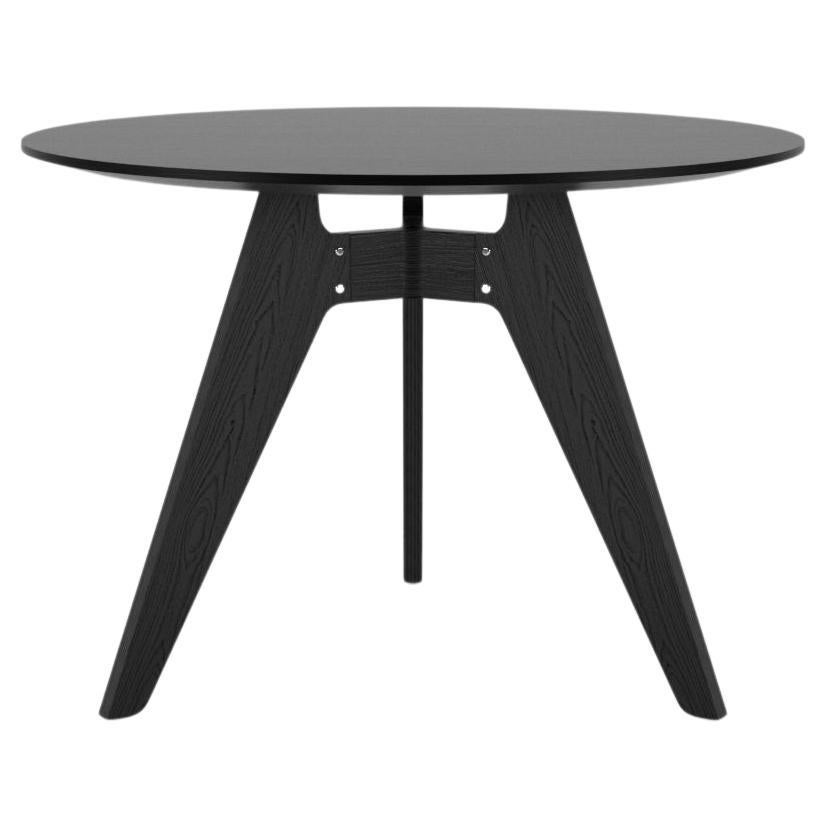 Modern Round Table 'Lavitta' by Poiat, Black Oak, 100cm For Sale