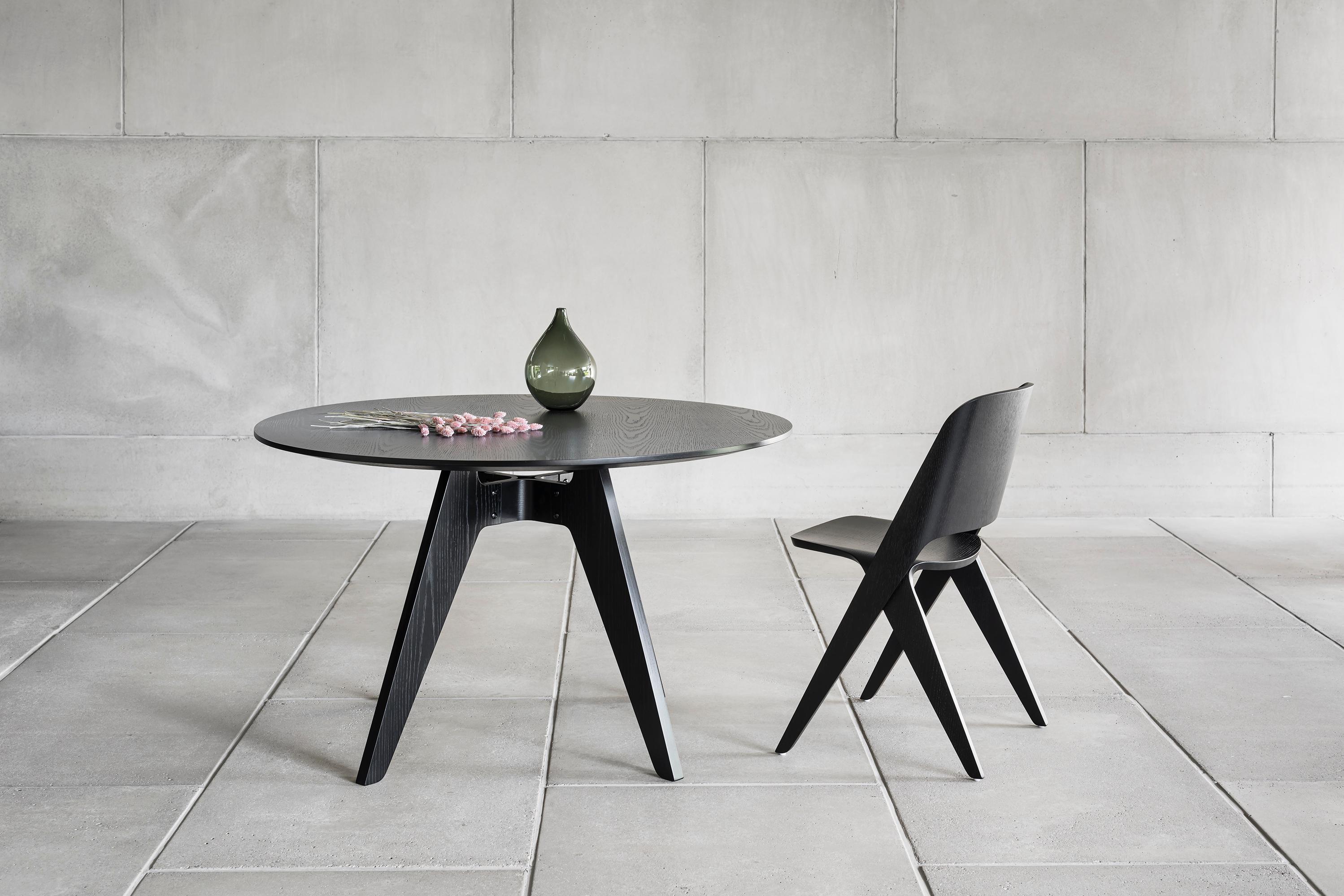 Finnish Modern Round Table 'Lavitta' by Poiat, Black Oak, 120cm For Sale