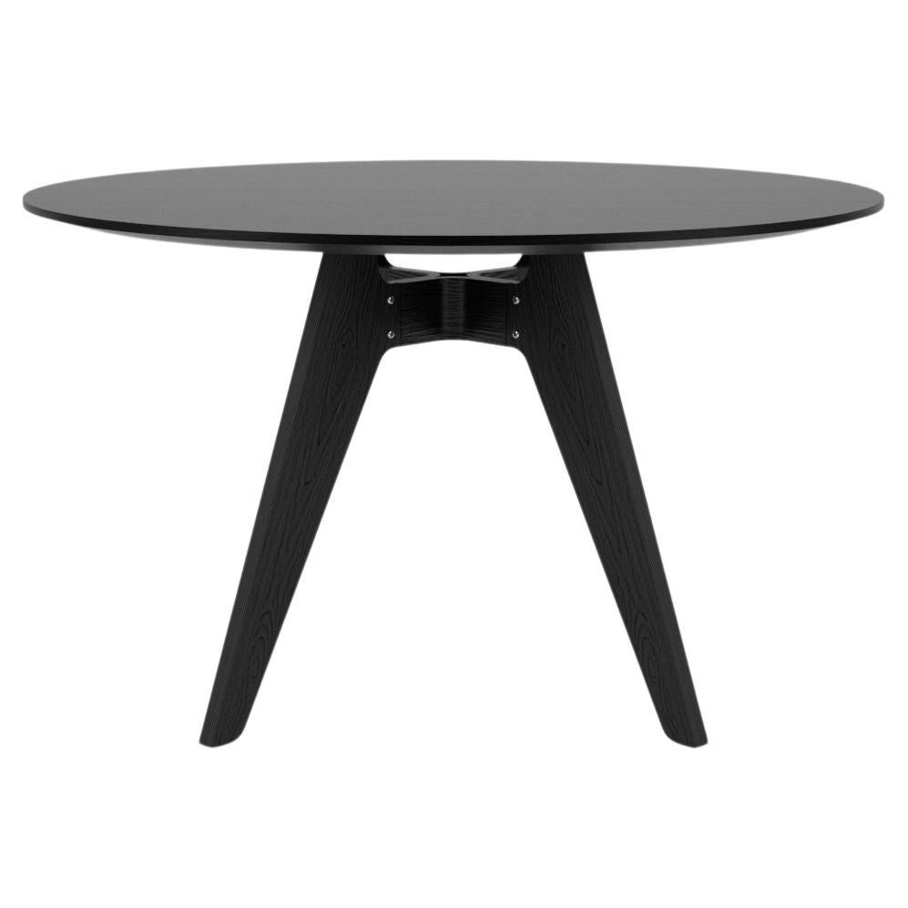 Moderner runder Tisch „Lavitta“ von Poiat, schwarze Eiche, 120 cm
