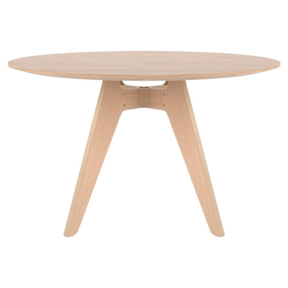Modern Round Table 'Lavitta' by Poiat, Natural Oak, 120cm For Sale