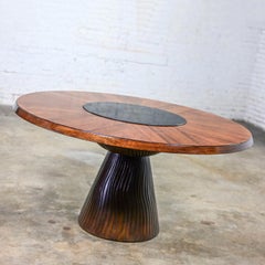 Modern Round Tassel Style Pedestal Base Dining Table Attr to Bernhardt Cascade