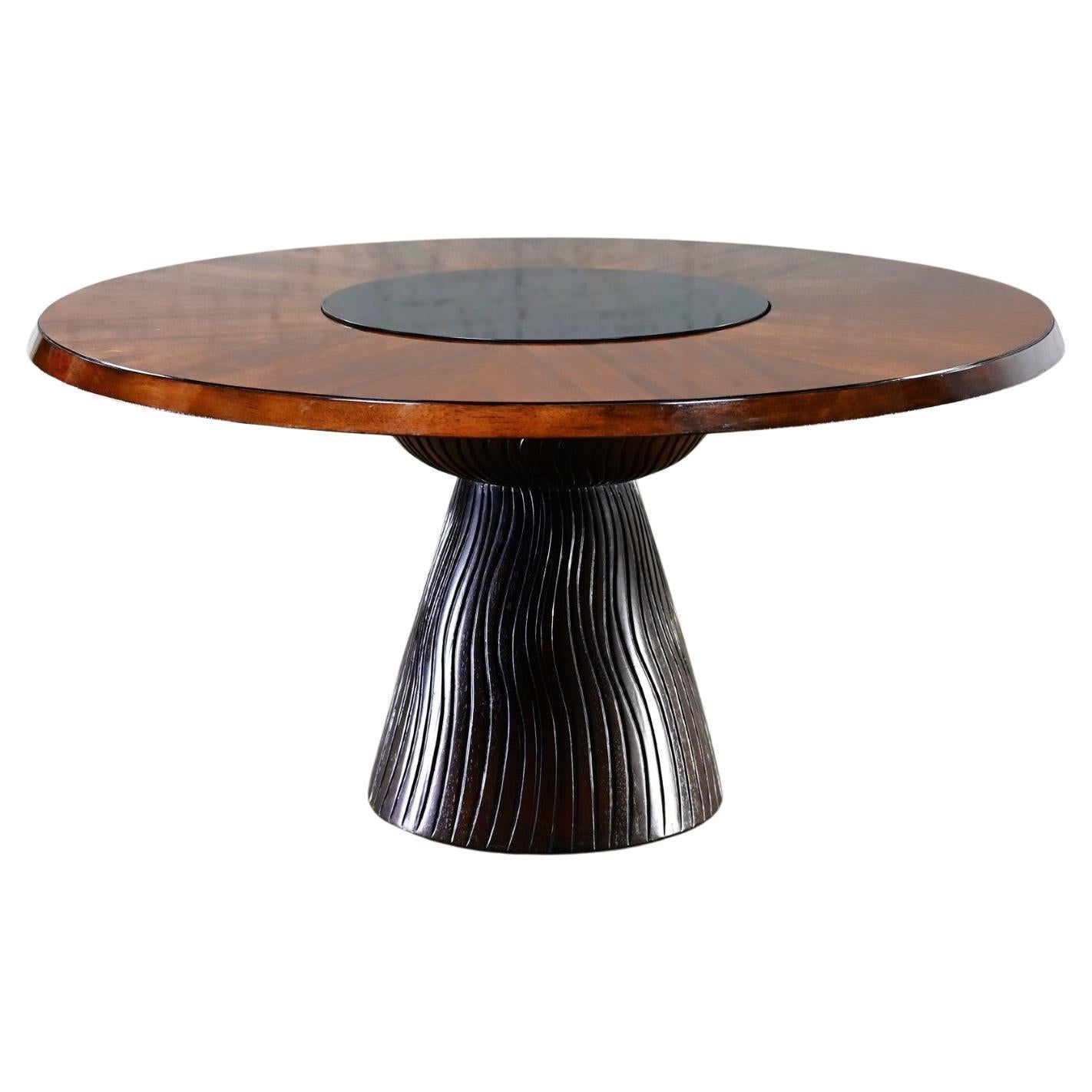 Table de salle à manger moderne ronde à piédestal attribuée à Bernhardt Cascade en vente