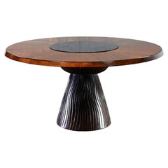 Modern Round Tassel Style Pedestal Base Dining Table Attr to Bernhardt Cascade