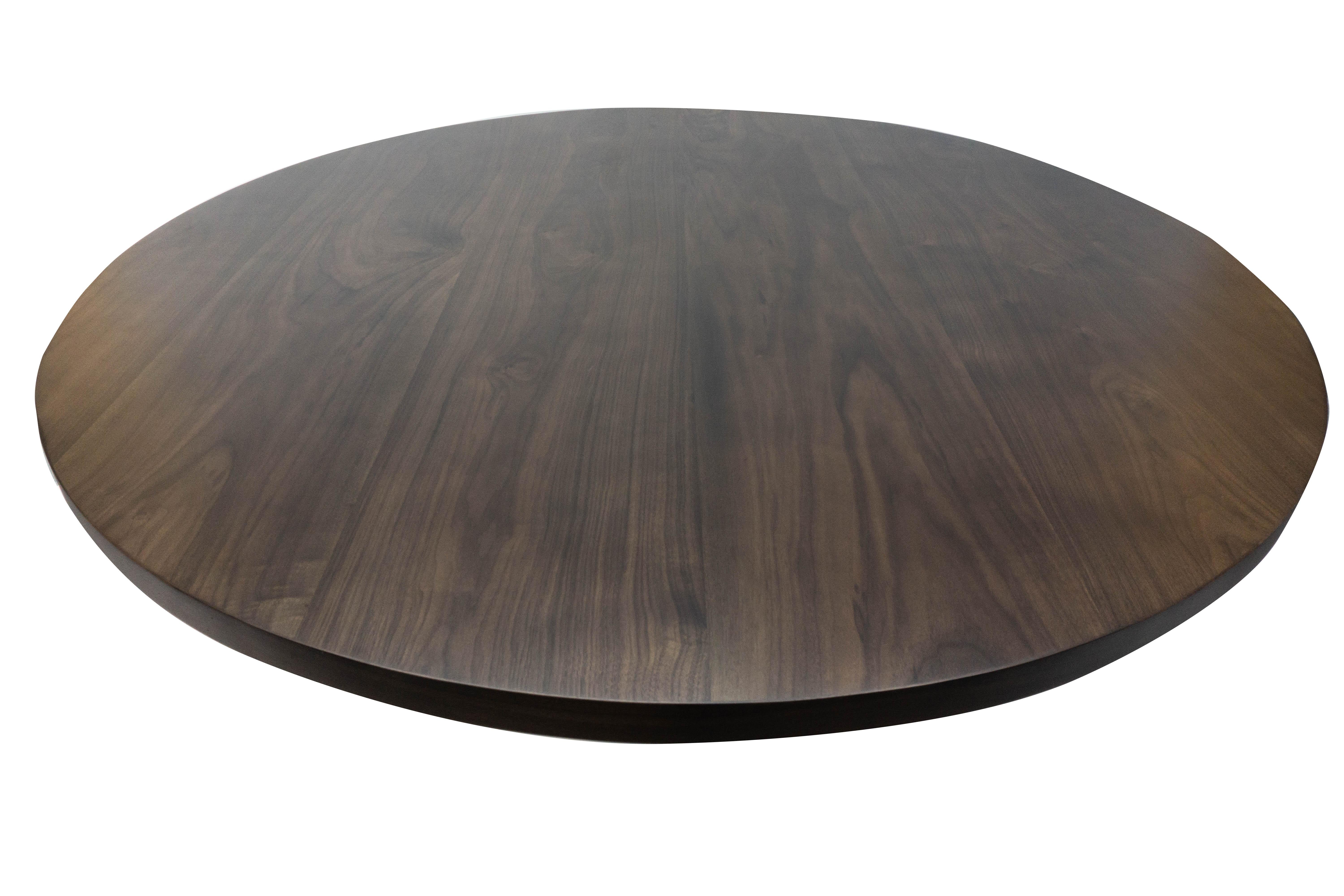 Contemporary Modern Round Walnut Dining Table For Sale
