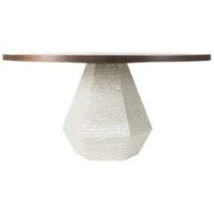 Modern Round Walnut Dining Table