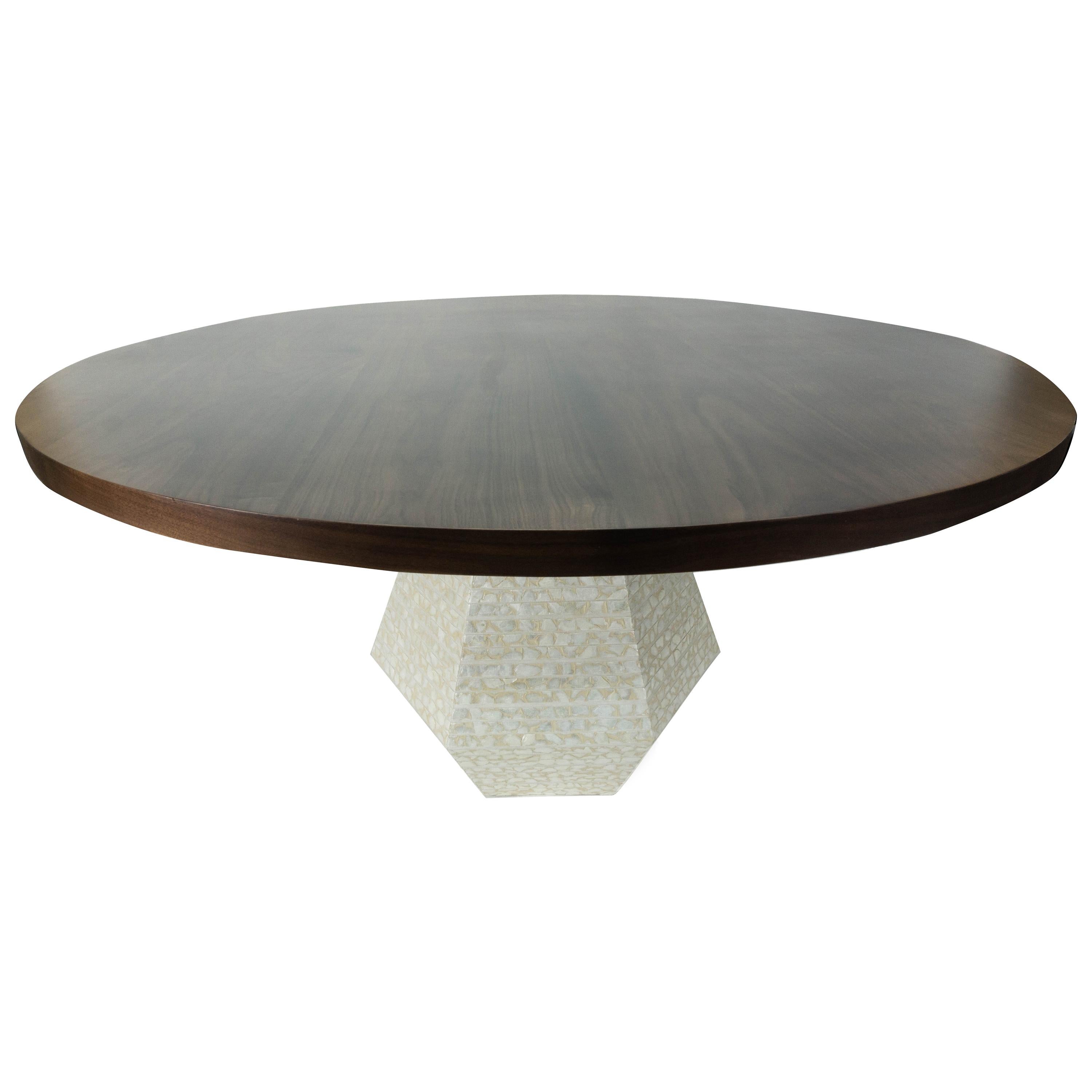 Modern Round Walnut Dining Table