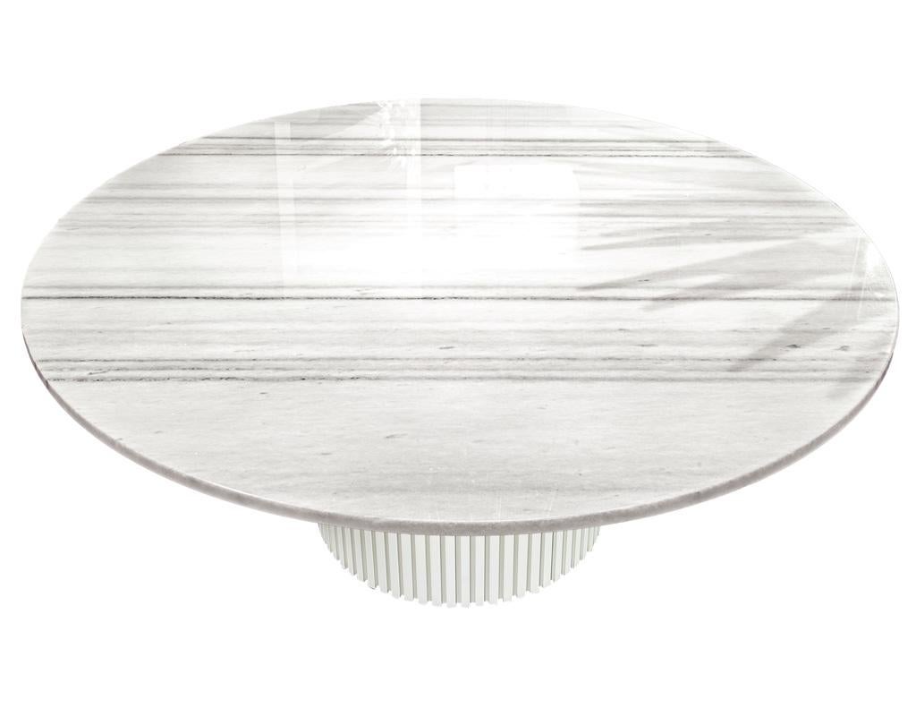 Contemporary Modern Round White Marble Top Dining Table For Sale