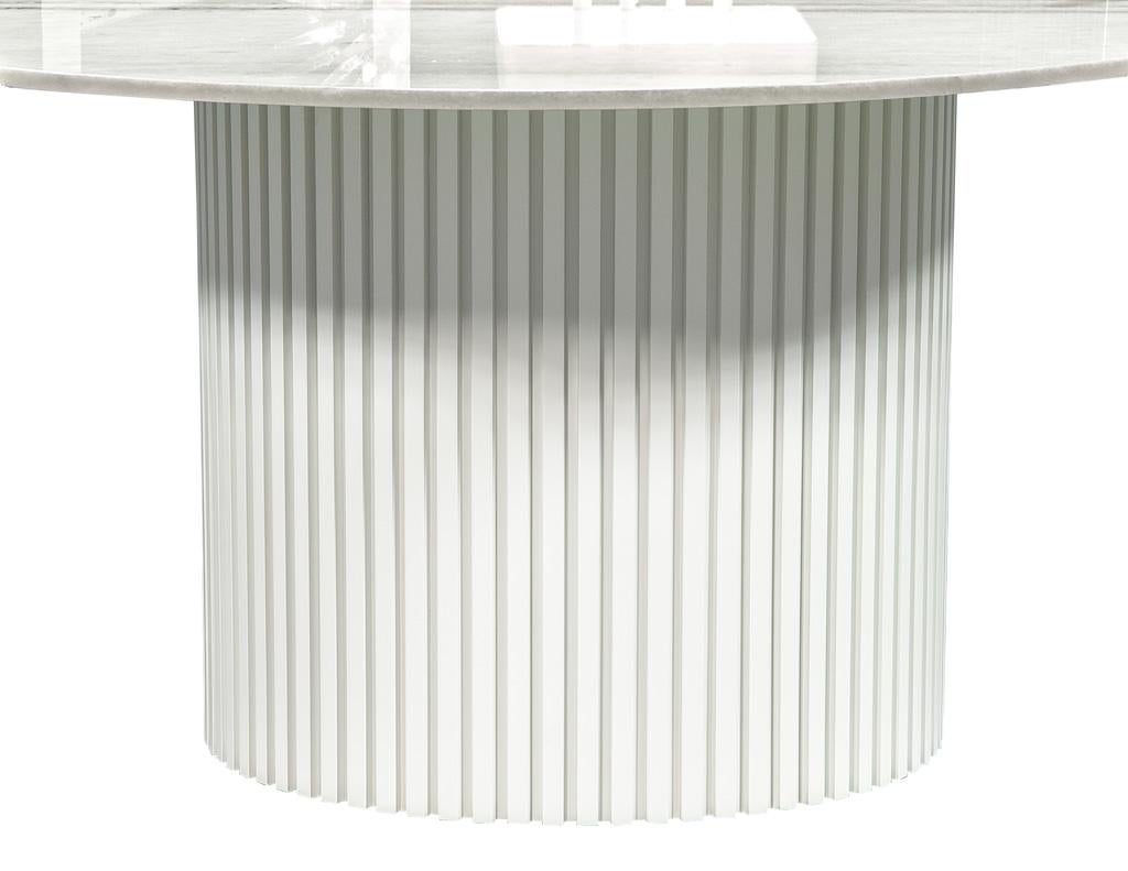 Modern Round White Marble Top Dining Table For Sale 2