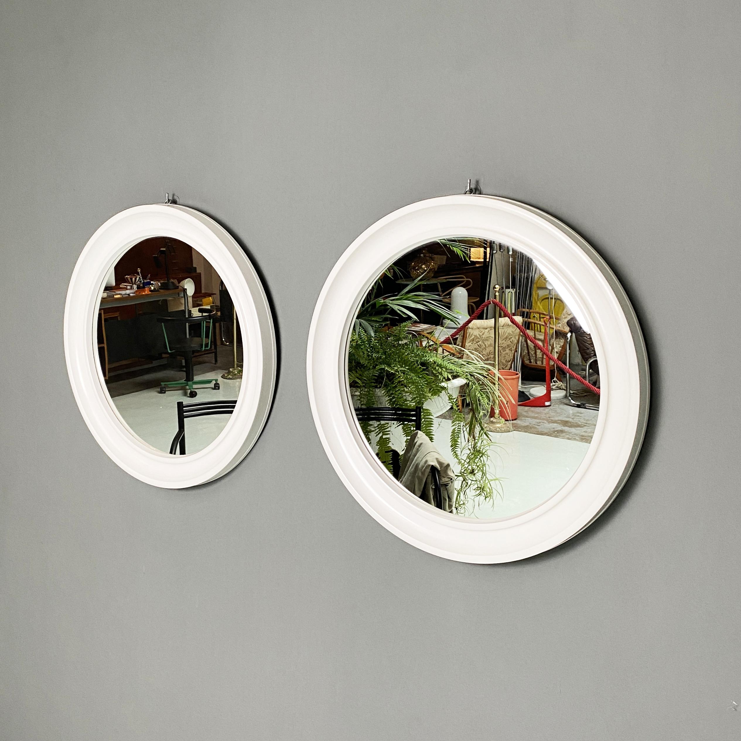 Italian Modern Round white plastic mirrors by Carrara & Matta, 1980s For Sale