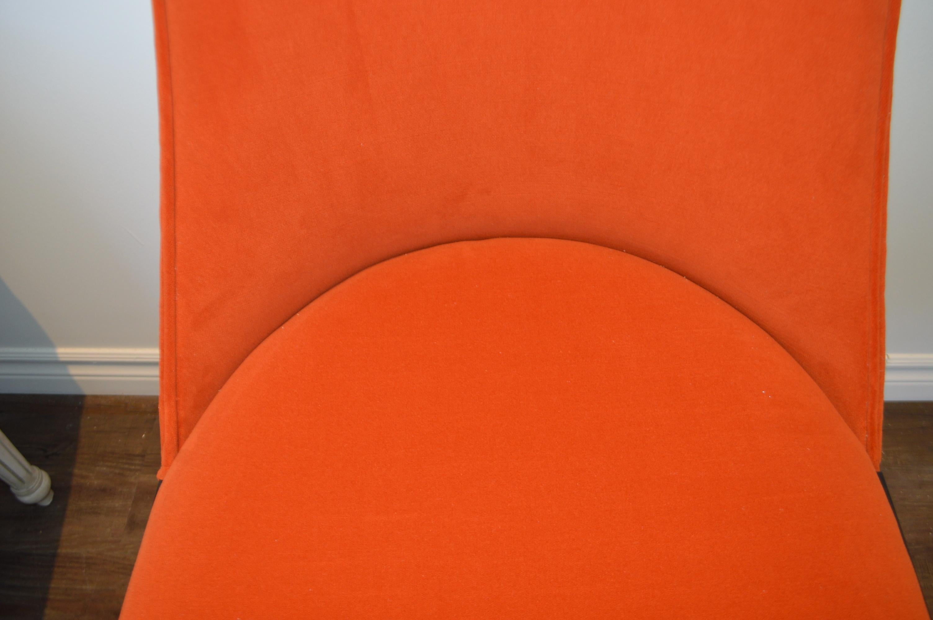 Italian Modern Rounded Back Dining Chair for Custom Order, Showing in a Pumpkin Velvet For Sale