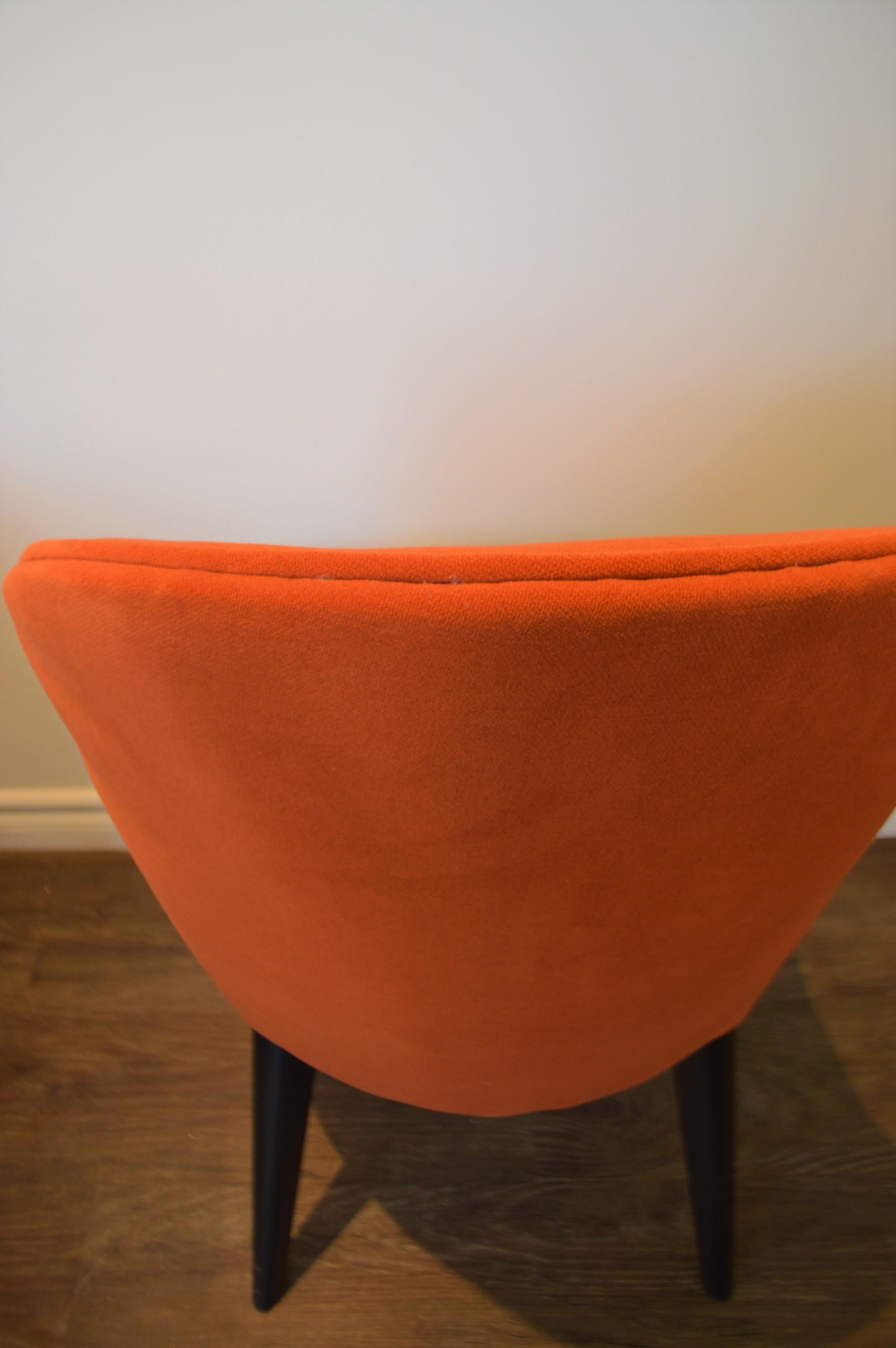 Painted Modern Rounded Back Dining Chair for Custom Order, Showing in a Pumpkin Velvet For Sale
