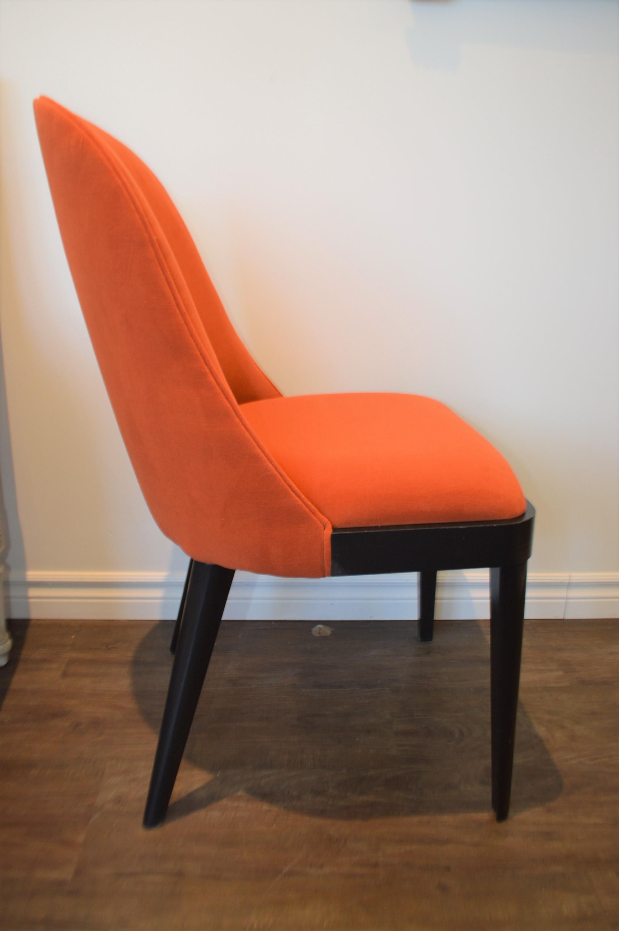 Modern Rounded Back Dining Chair for Custom Order, Showing in a Pumpkin Velvet In New Condition For Sale In Oakville, ON