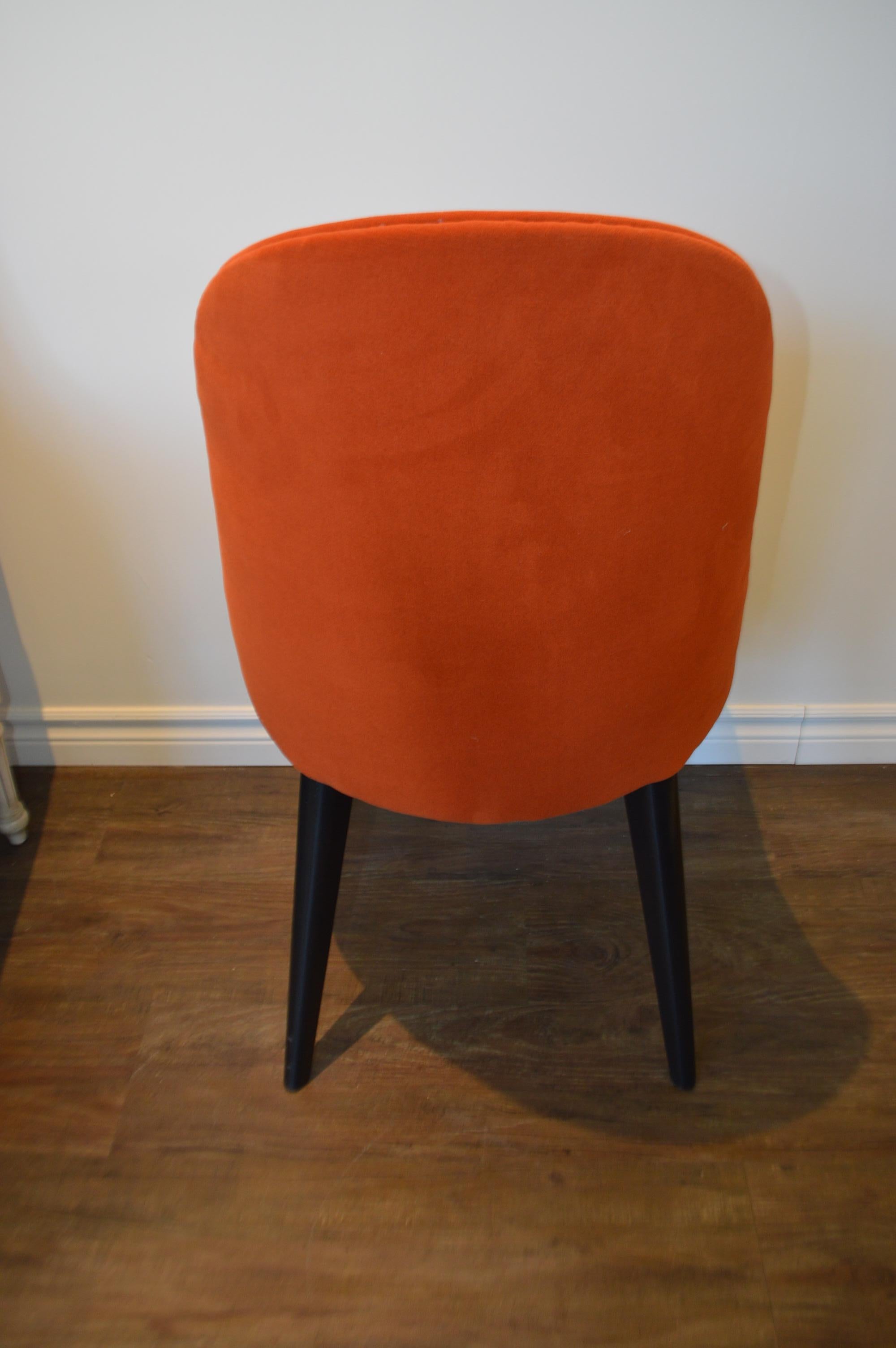 Contemporary Modern Rounded Back Dining Chair for Custom Order, Showing in a Pumpkin Velvet For Sale
