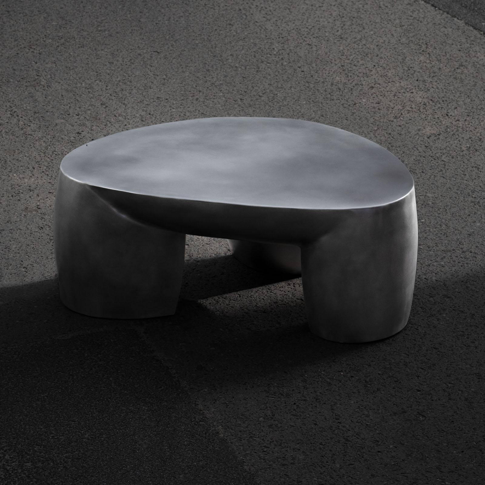 Polish Modern Rubber, Aluminium and Stainless Steel Coffee Table by Jan Ankiersztajn For Sale