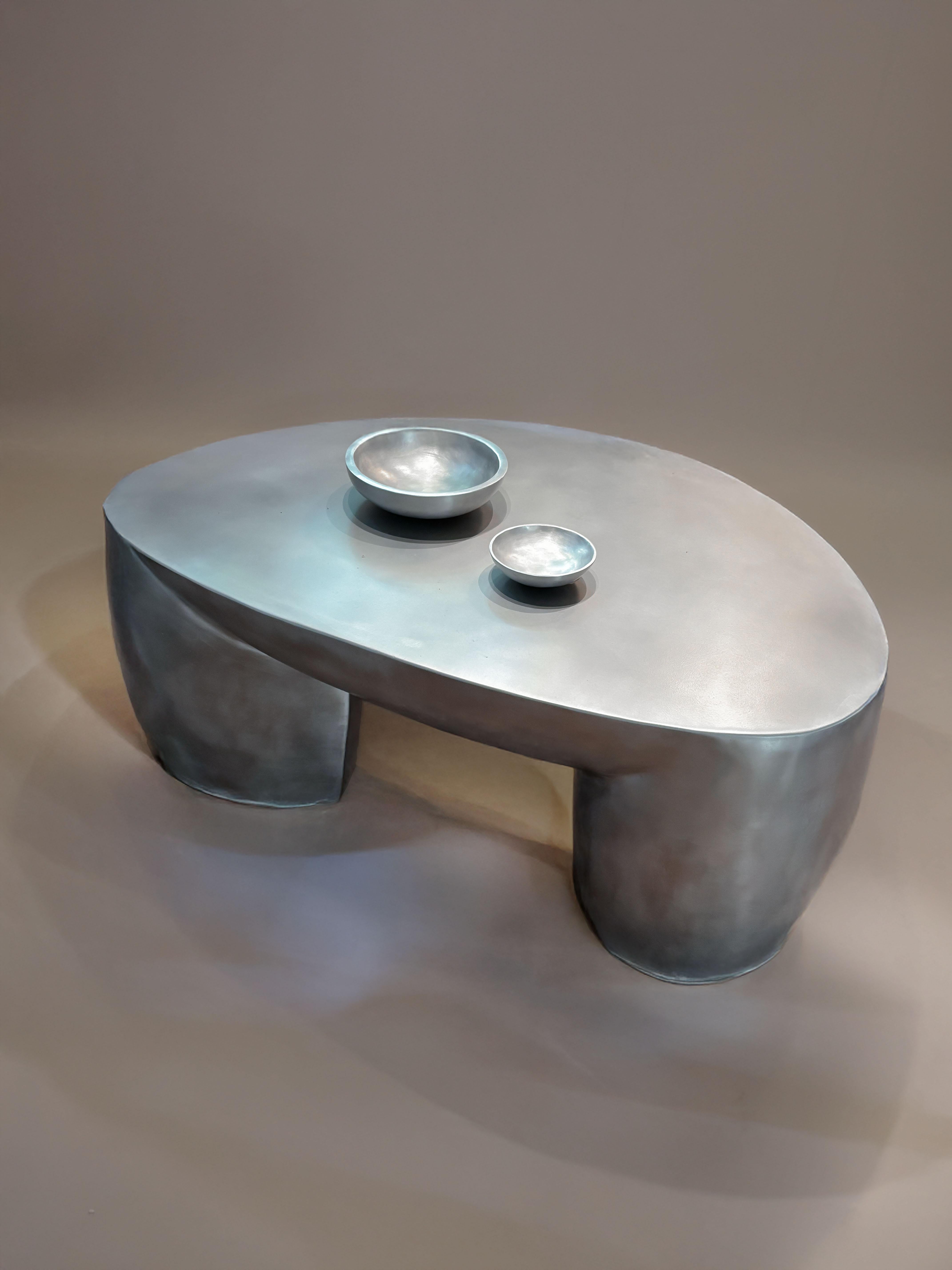 Modern Rubber, Aluminium and Stainless Steel Coffee Table by Jan Ankiersztajn In New Condition For Sale In Milan, IT